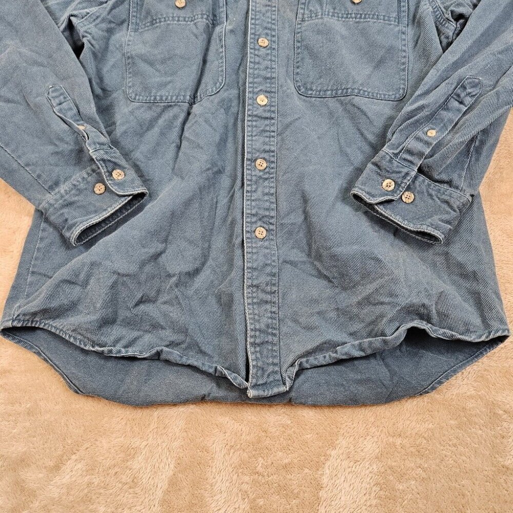 Wrangler Rugged Wear Denim Shirt Men's Size M Blue 100% Cotton Long Sleeve - Picture 8 of 10